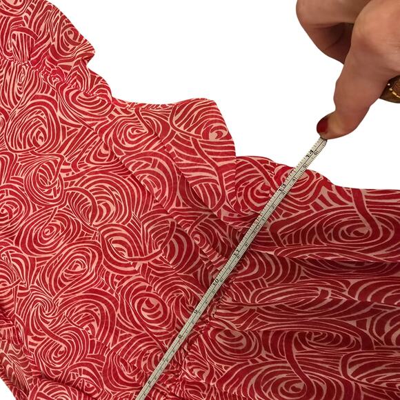 Betsey Johnson Red Rose Print Ruffle Babydoll Nightgown - Sheer Lingerie Dress S - Picture 7 of 8